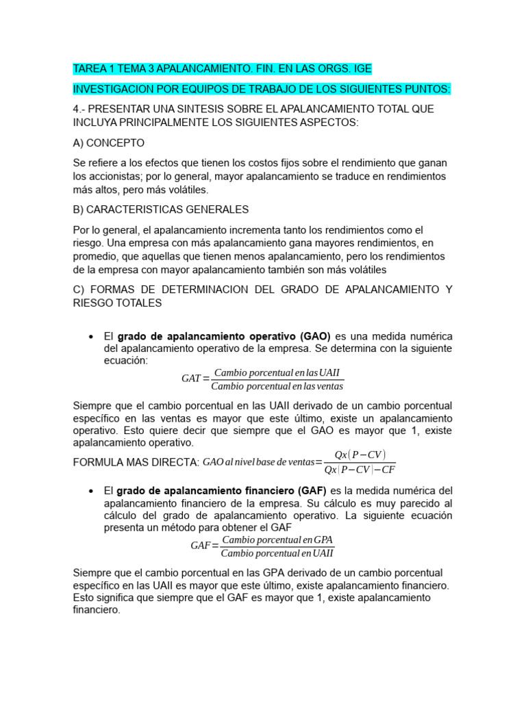 Grados de Apalancamiento en Finanzas | PDF | Apalancamiento (Finanzas ...