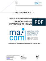 Guía Docente 2023 Descriptores y Competencias Modulos Master Comunicación Digital y Experiencia de Usuario - UX - UI