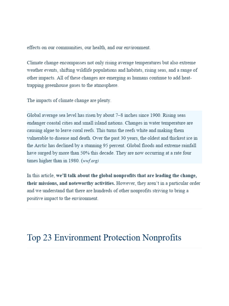 Amongst A Myriad of Environmental Issues The World Is Facing Today | PDF