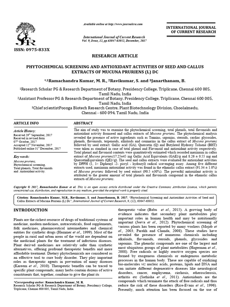 Research Article International Journal of Current Research PDF Polyphenol Flavonoid