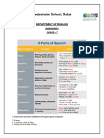 Yr 7 - Parts of Speech - Ws