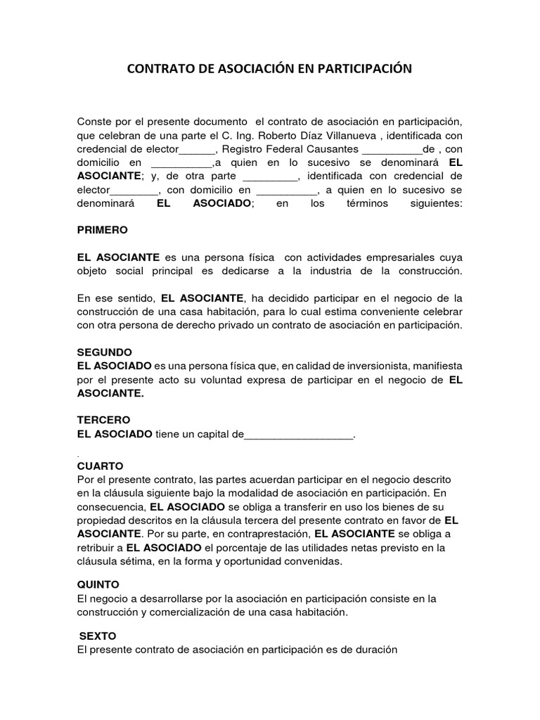 Contrato de Asociación en Participación | PDF