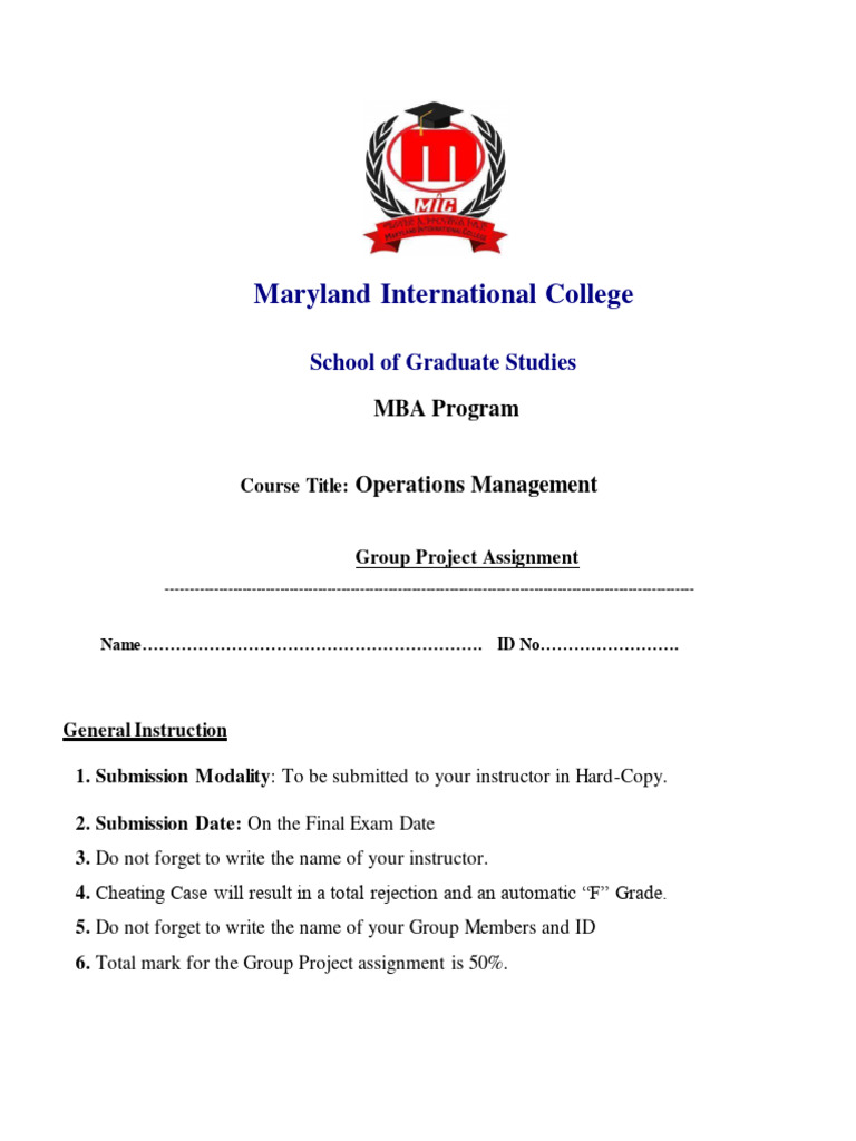 Project Work Operation Management | PDF | Supply Chain | Supply Chain ...