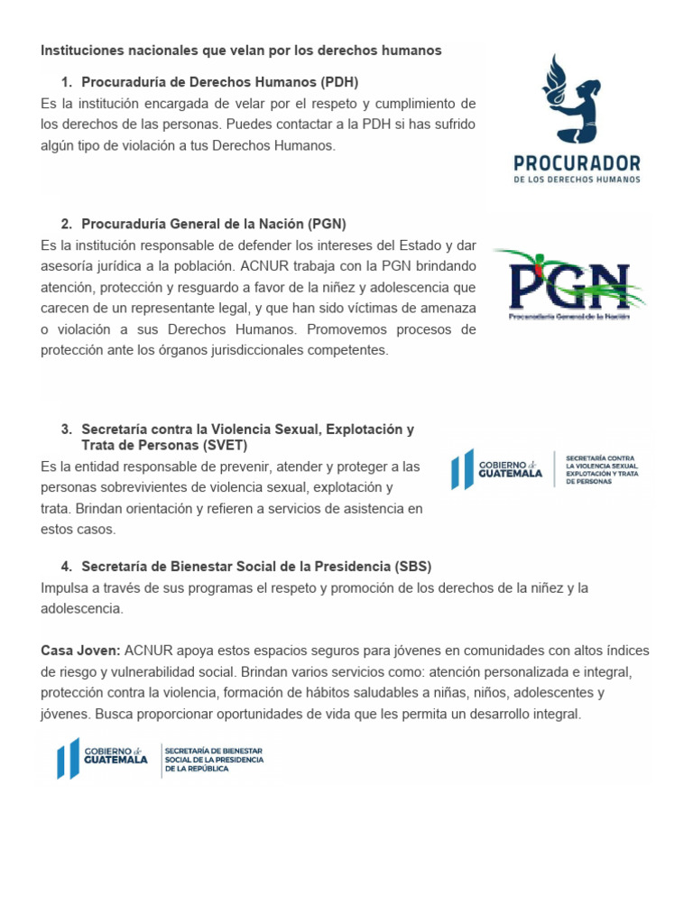 Instituciones de Derechos Humanos en Guatemala | PDF | Constitución ...