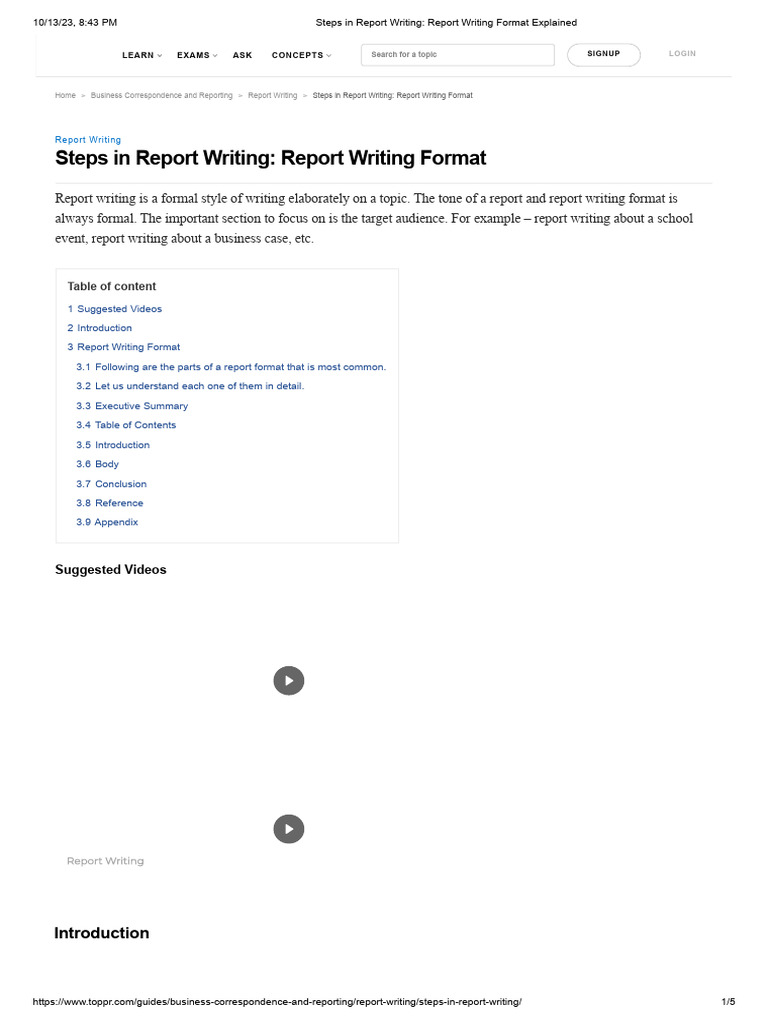 Steps in Report Writing - Report Writing Format Explained | PDF