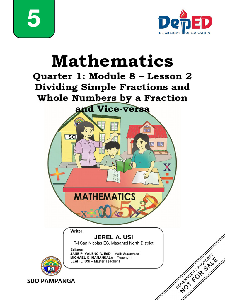 Math grade 5 q1 module 8 lesson 2 dividing simple fractions