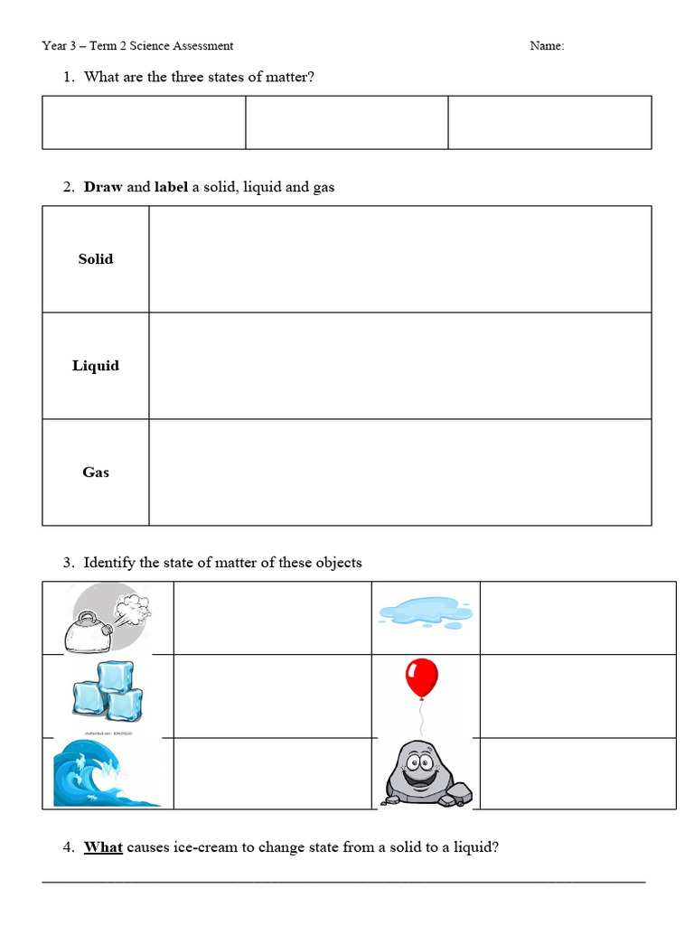 Year 3 Term 2 Science Assessment | PDF | Technology & Engineering