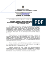 Parte de Prensa: Direccion de Prensa Honorable Camara de Diputados de La Nacion