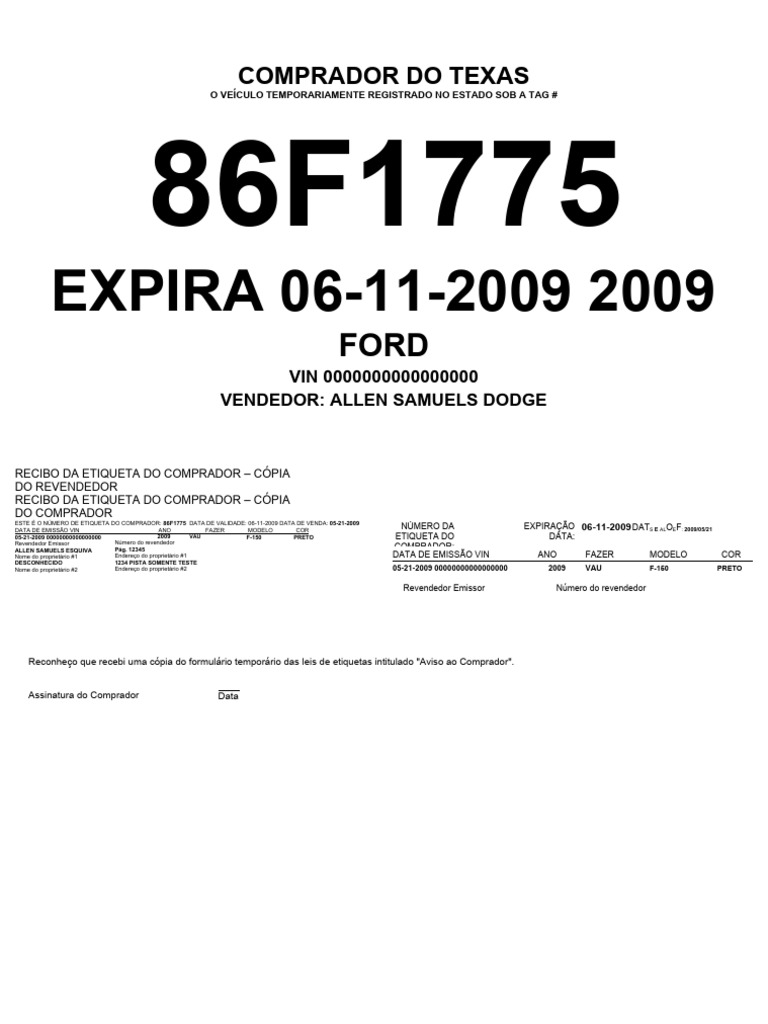 Modelo de placa tempor ria para impress o em pdf em branco pdf ve culos