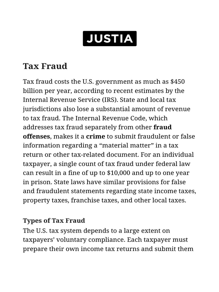 Tax Fraud Law Justia PDF