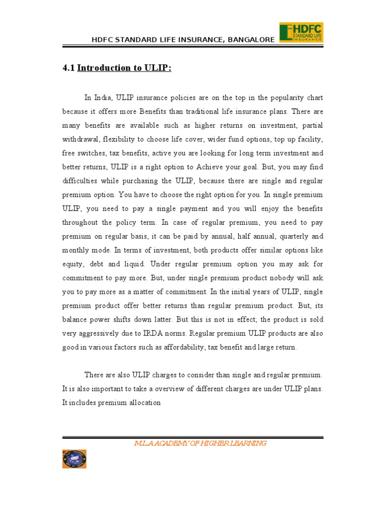 HDFC Ulips PDF Life Insurance Insurance