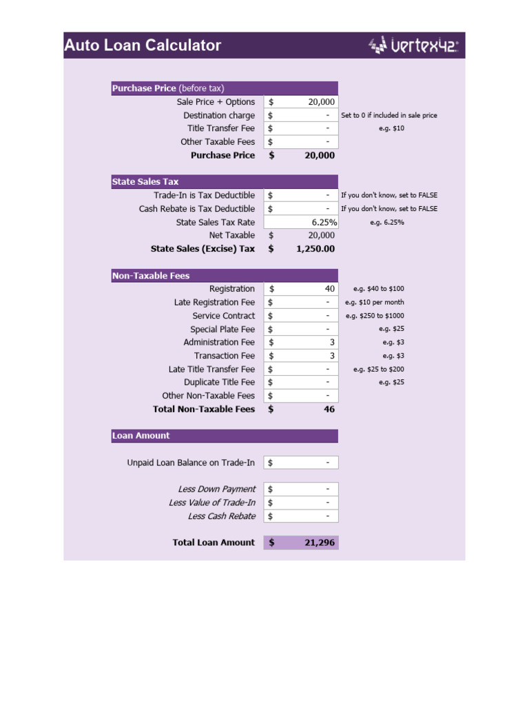 Auto Loan Calculator | PDF | Taxes | Fee
