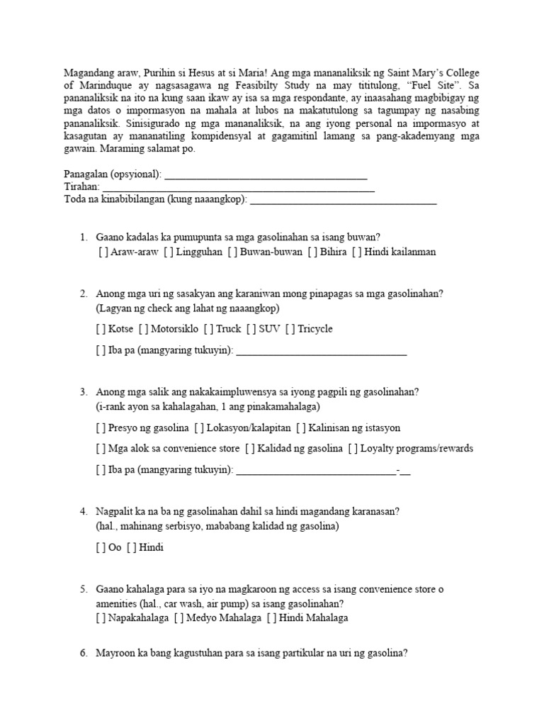 Respondets Questionnaire | PDF