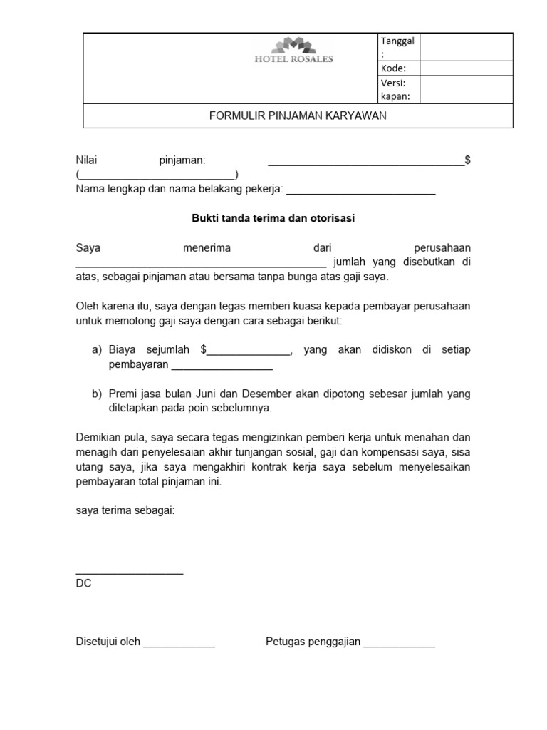 Format Pinjaman Karyawan | PDF