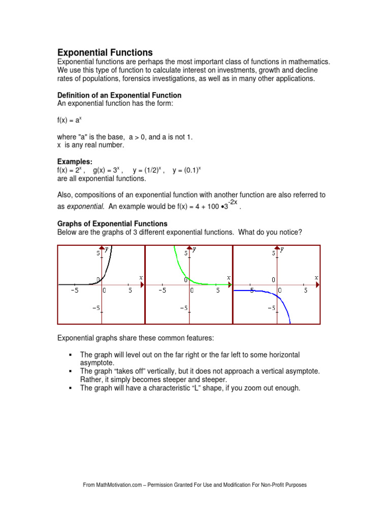 Exponential Functions | PDF | Compound Interest | Exponential Function