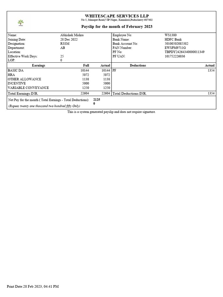 Payslip Feb 2023 PDF