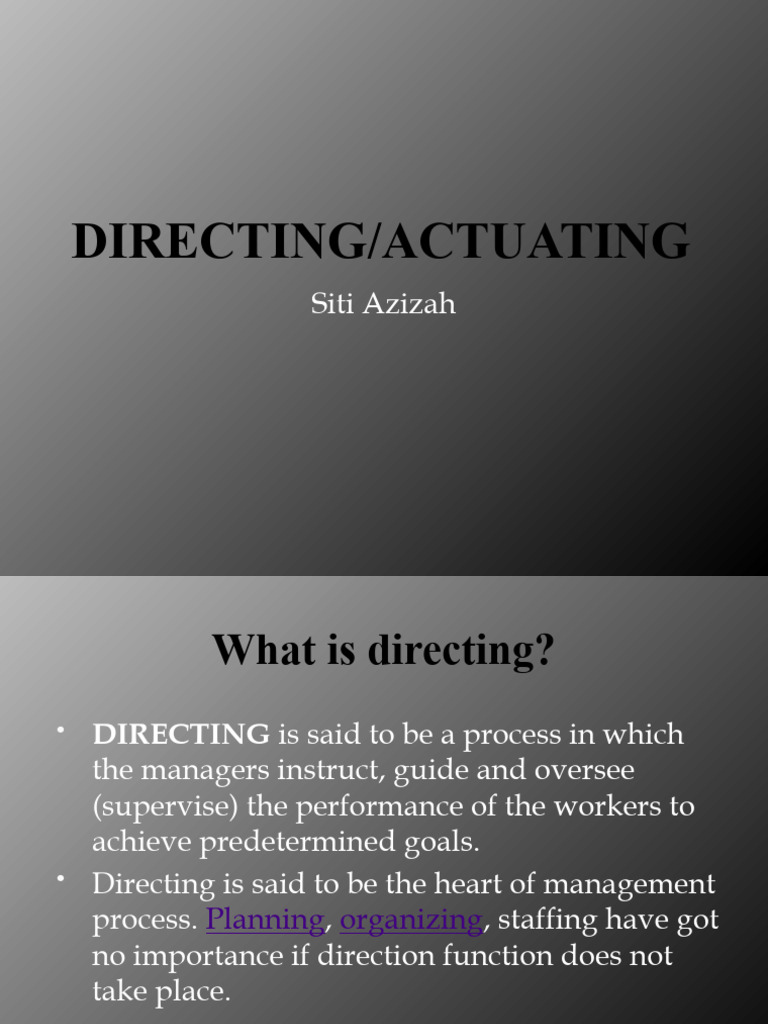 Understanding Directing in Management | PDF | Leadership | Employment