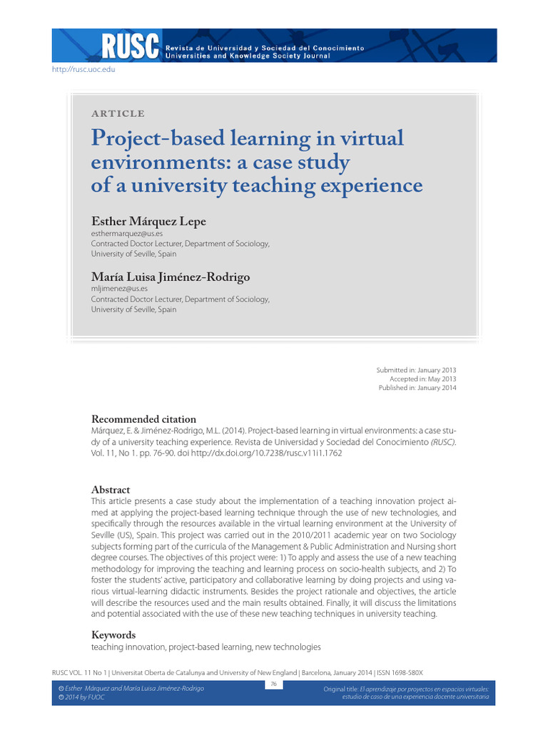 PBL Learning in Virtual | PDF | Project Based Learning | Rubric (Academic)