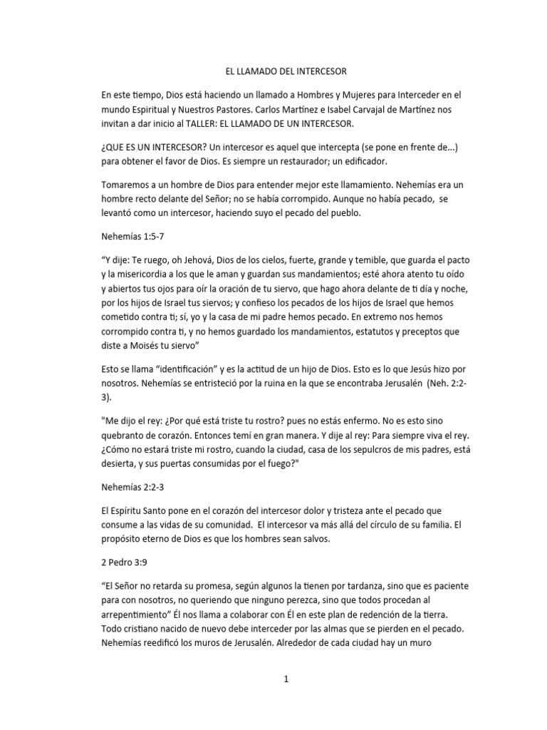 El Llamado del Intercesor Cristiano | PDF | Intercesión | Oración