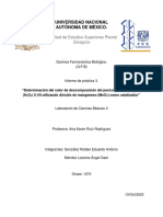 Calor de Descomposicion Del Peroxido de Hidrogeno