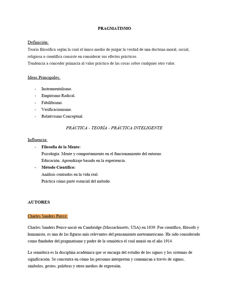 Fundamentos del Pragmatismo Filosófico | PDF | Pragmatismo | Charles ...