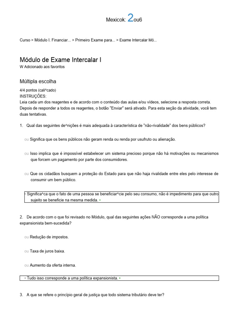 Módulo de Exame Parcial I - Primeiro Exame Parcial - Material Do Curso ...