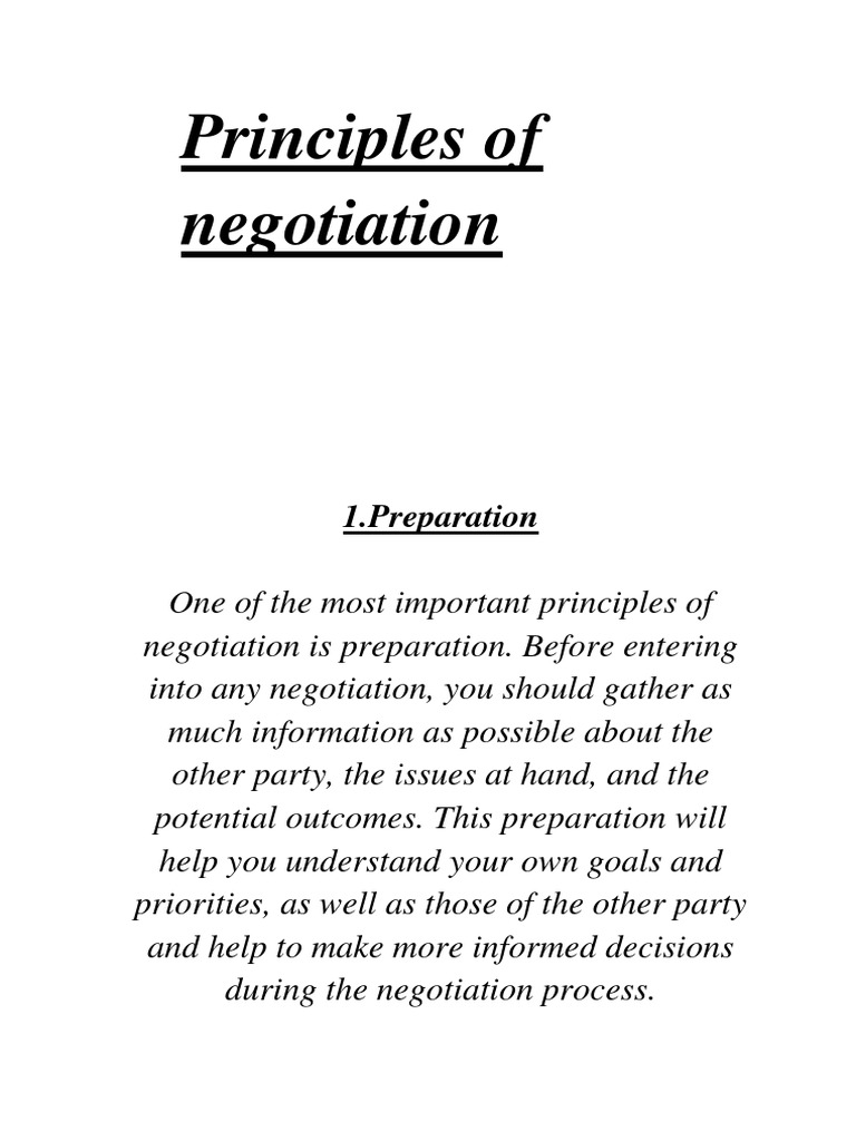 Key Principles of Effective Negotiation | PDF
