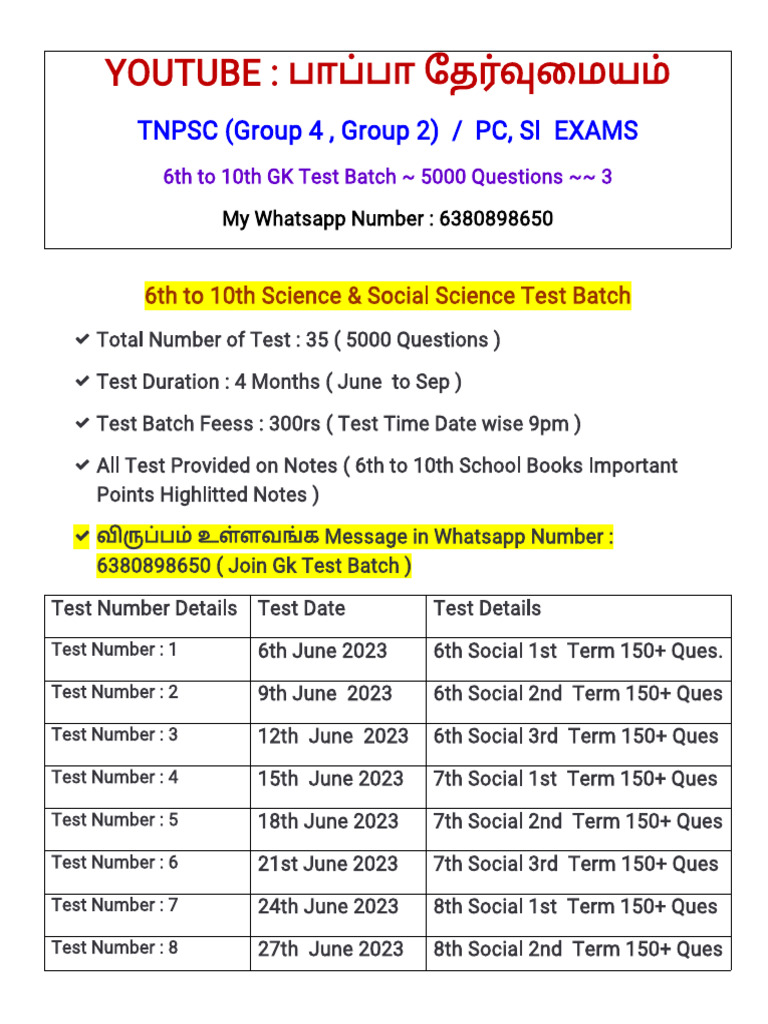 6th To 10th GK Test Batch 5000 Questions 3 | PDF | Military Operations