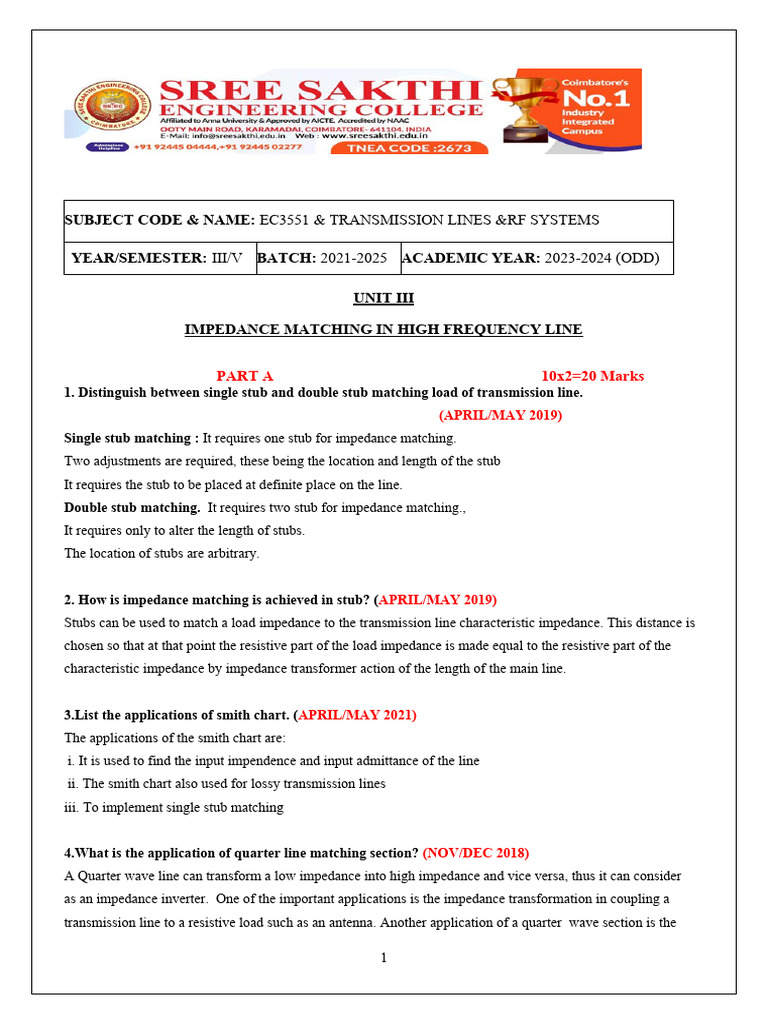 Transmission Lines & RF Systems Guide | PDF | Transmission Line ...