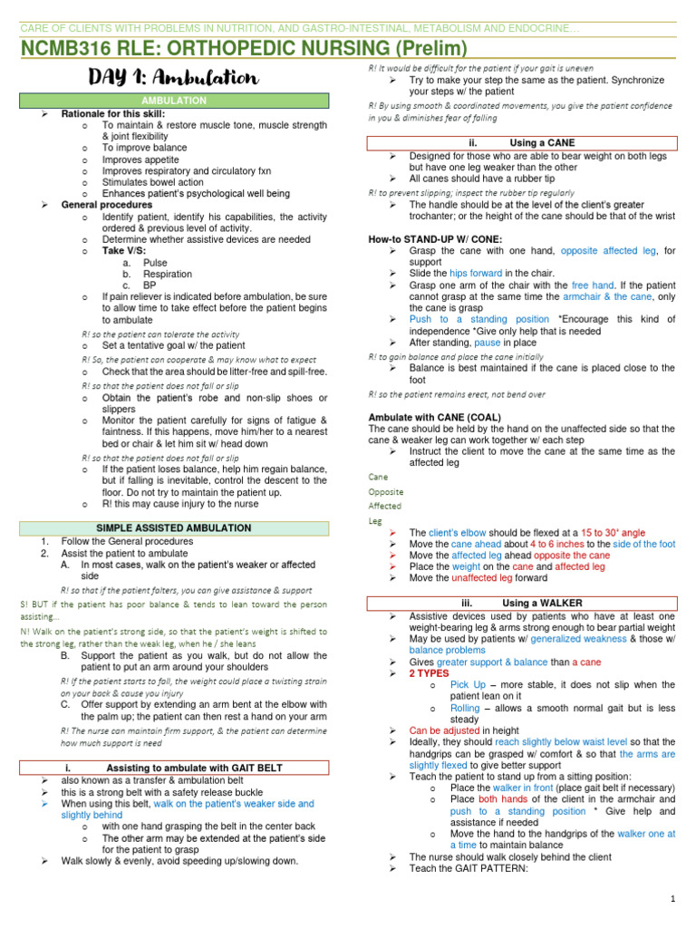 Orthopedic Nursing: Ambulation Techniques | PDF | Hip | Musculoskeletal ...
