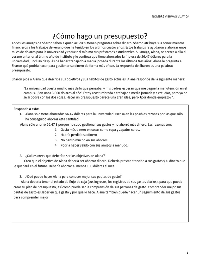 EPF 17 Personal Financal Planning Budgeting CS How Do I Budget 7 Download Free PDF Presupuesto