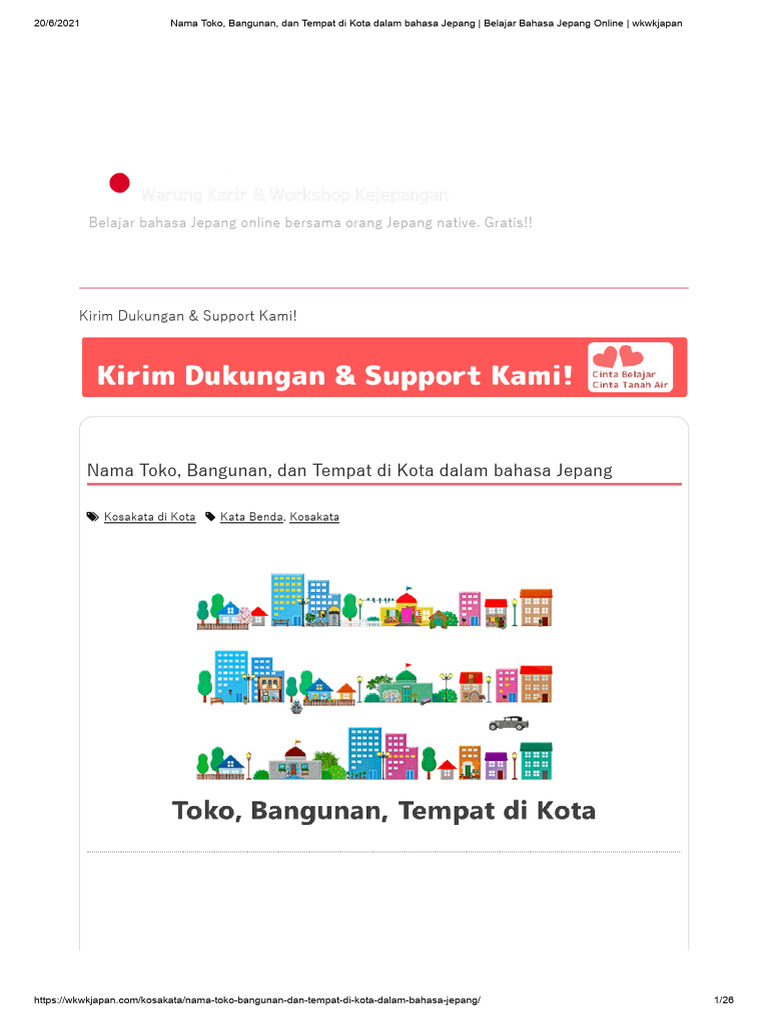 Nama Toko, Bangunan, dan Tempat di Kota dalam bahasa Jepang _ Belajar