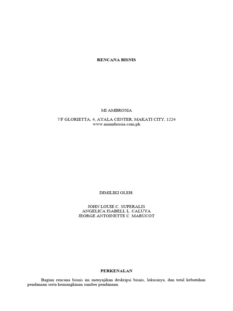 Rencana Bisnis Pdf