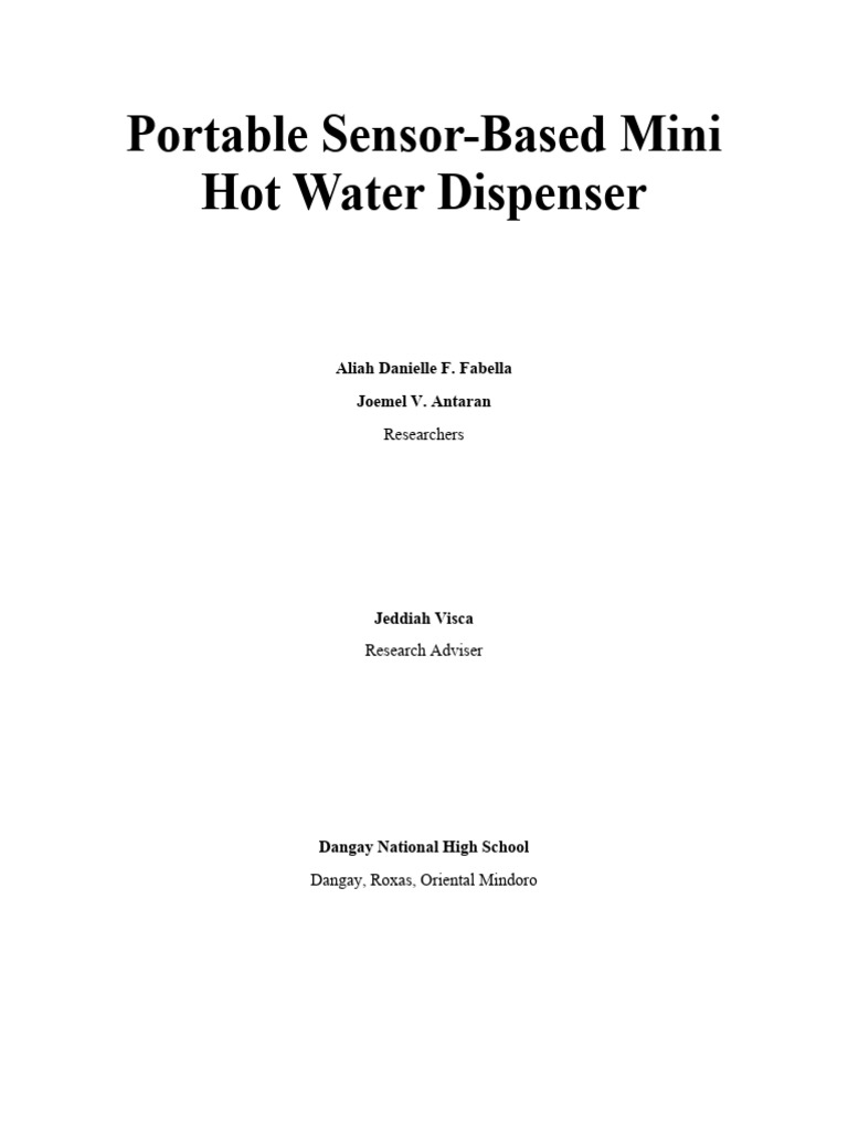 Portable SensorBased Mini Hot Water Dispenser PDF