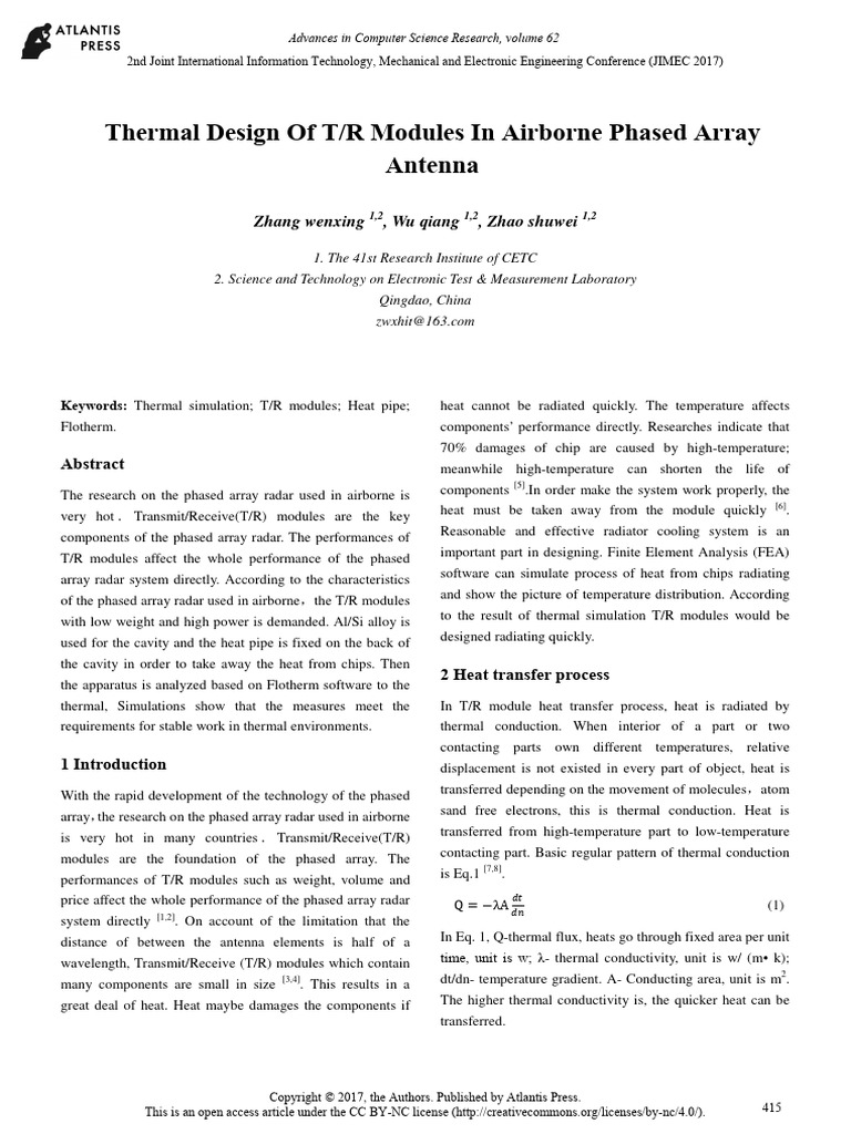 Thermal Design of T/R Modules in Airborne Phased Array Antenna | PDF ...