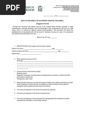 VOLUNTARY HOSPITAL DISCHARGE OR DISCHARGE NOTE (1)