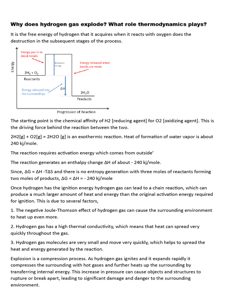 Why Does Hydrogen Gas Explode Thermodynamics Role 1687689476 PDF