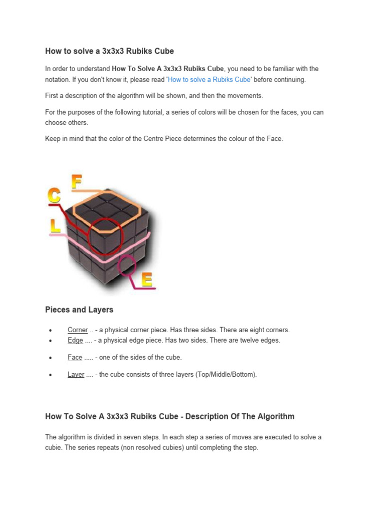 How To Solve A 3x3x3 Rubiks Cube | PDF | Recreational Mathematics ...