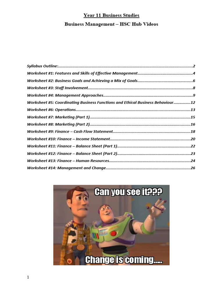 Year 11 Business Management Worksheets | PDF | Cost Of Goods Sold ...
