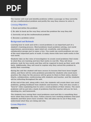 lesson plan-Word Problem