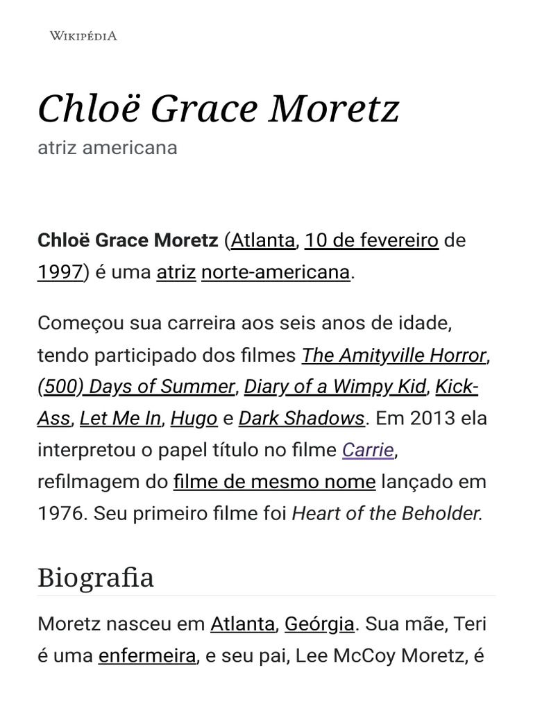 Chloë Grace Moretz – Wikipédia, A Enciclopédia Livre