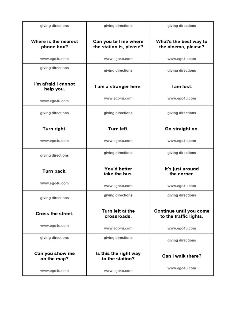 Giving Directions | PDF | Language Arts & Discipline