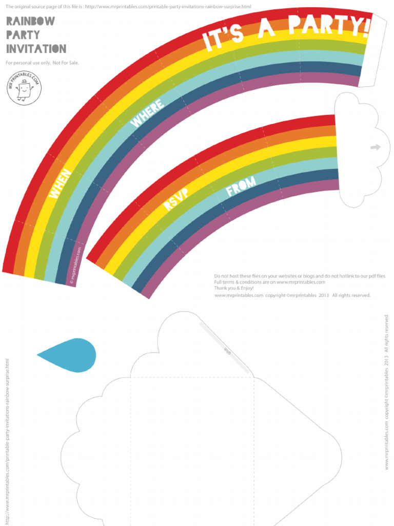 Mrprintables Rainbow Surprise Party Invitation | PDF