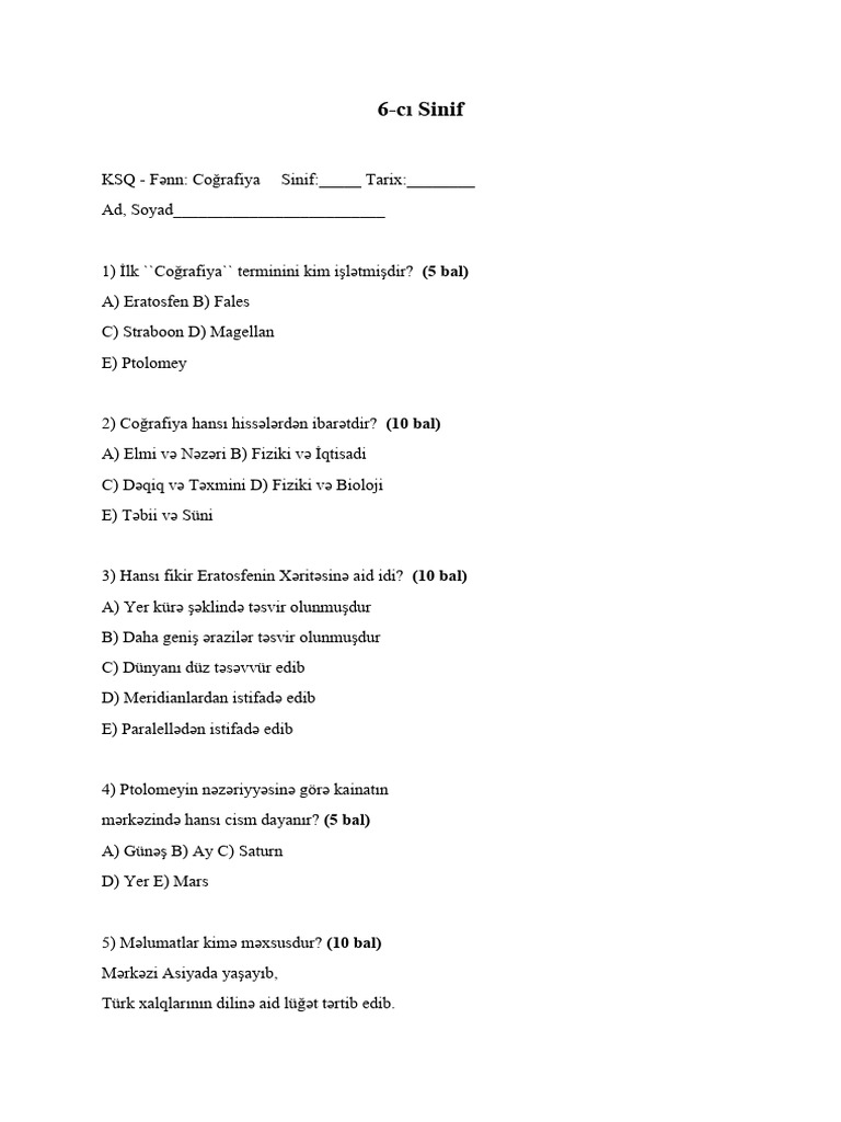 6 Ci Sinif Test Pdf