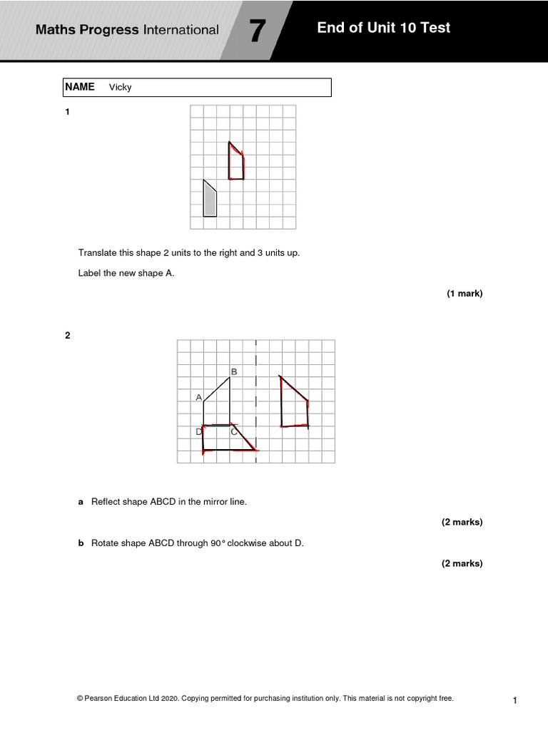 Kami Export - Vicky - Y7 End of Unit 10 Test | PDF | Shape | Elementary ...