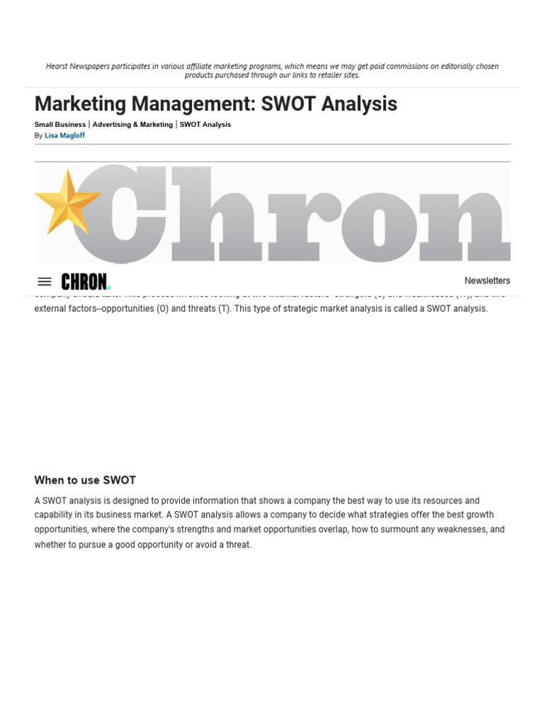 Marketing Management: SWOT Analysis Guide | PDF | Swot Analysis | Marketing