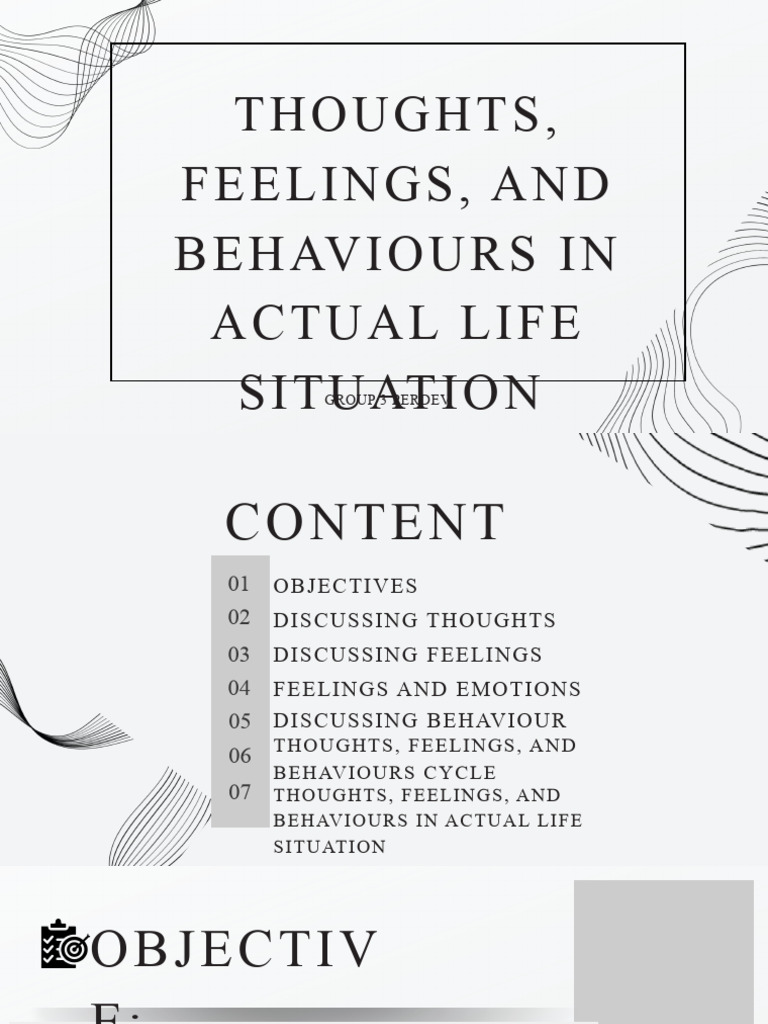 Thoughts Feelings Behaviour Group3 Perdev | PDF | Self-Improvement