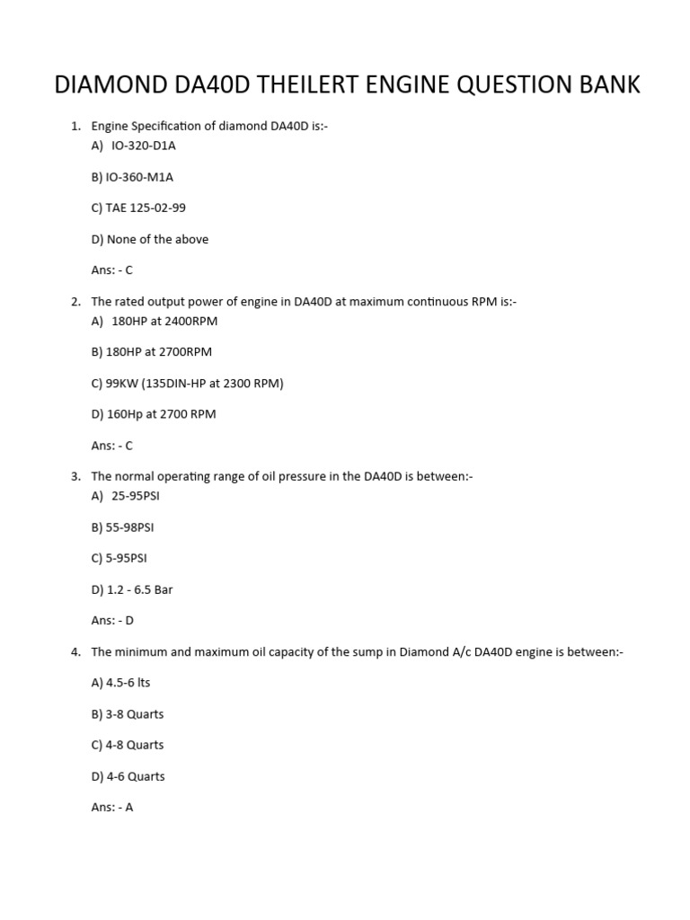 Diamond Da40d Theilert Engine Question Bank PDF