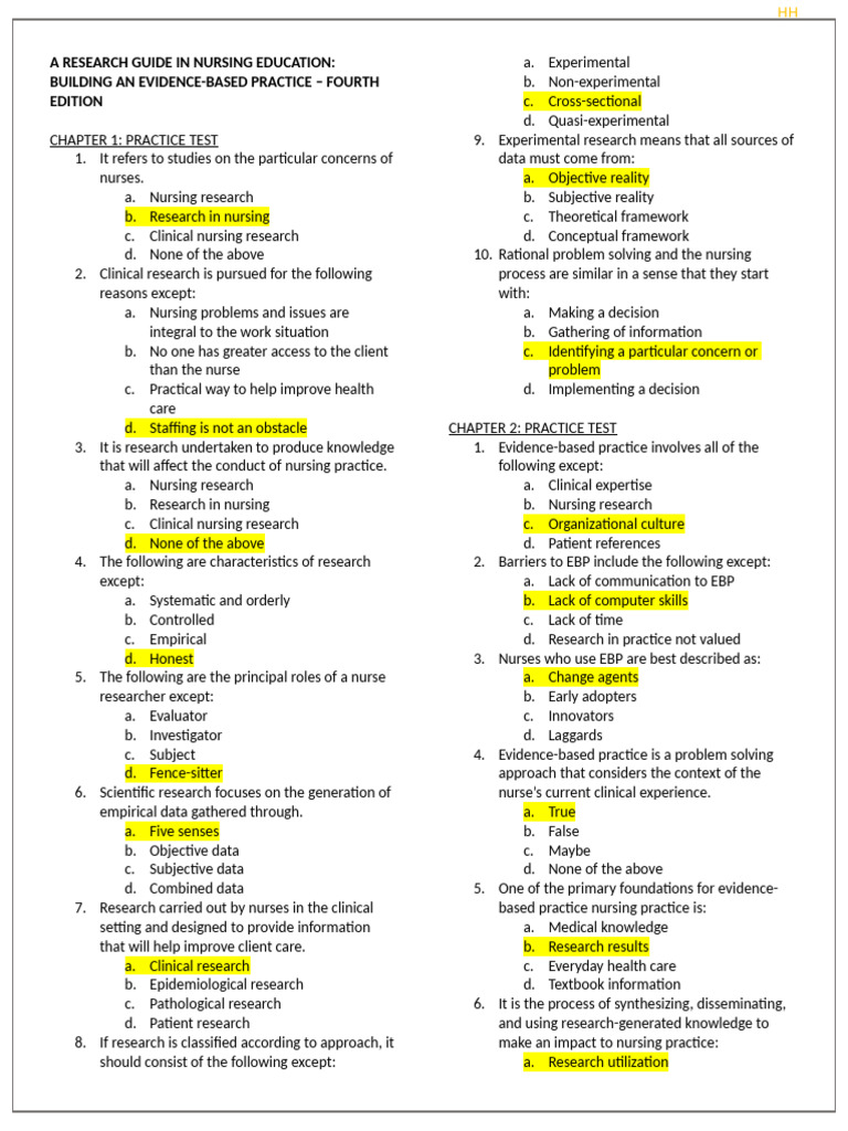 Nursing Research Practice Test Guide | PDF | Sampling (Statistics) | Theory