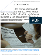 Cuáles Serán Las Nuevas Franjas de Aportes de IRPF en 2023 y El Nuevo Valor de La BPC, El IASS, La Jubilación Mínima y Las Becas Universitarias